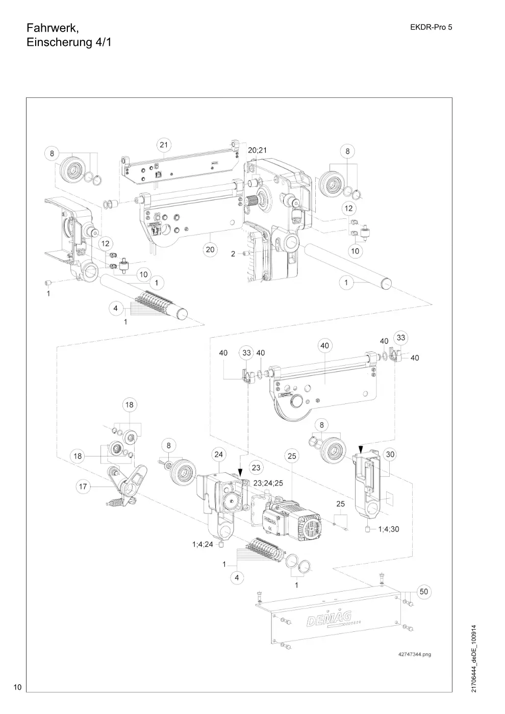 Demag EKDR-Pro 5 – Fahrwerk, Einscherung 4/1, Zeichnung Seite 10