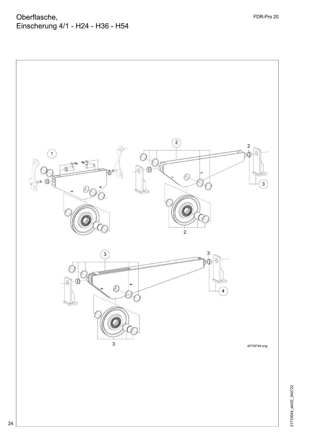 Demag FDR-Pro 20 – Oberflasche, Einscherung 4/1 - H24 - H36 - H54, Zeichnung Seite 24