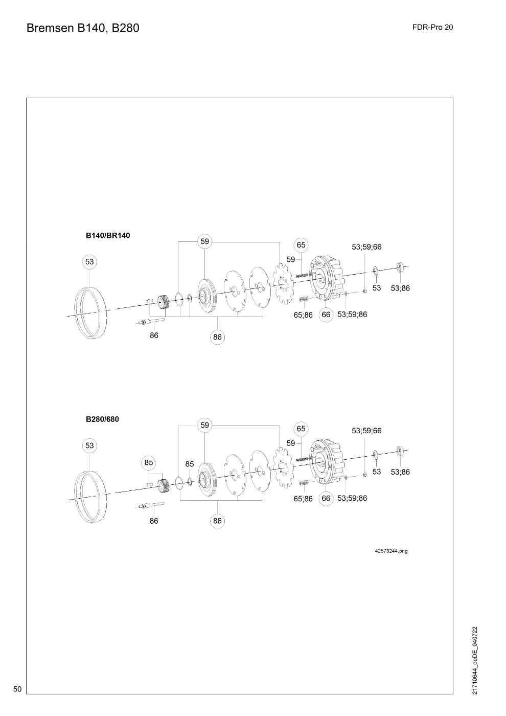 Demag FDR-Pro 20 – Bremsen B140, B280, Zeichnung Seite 50