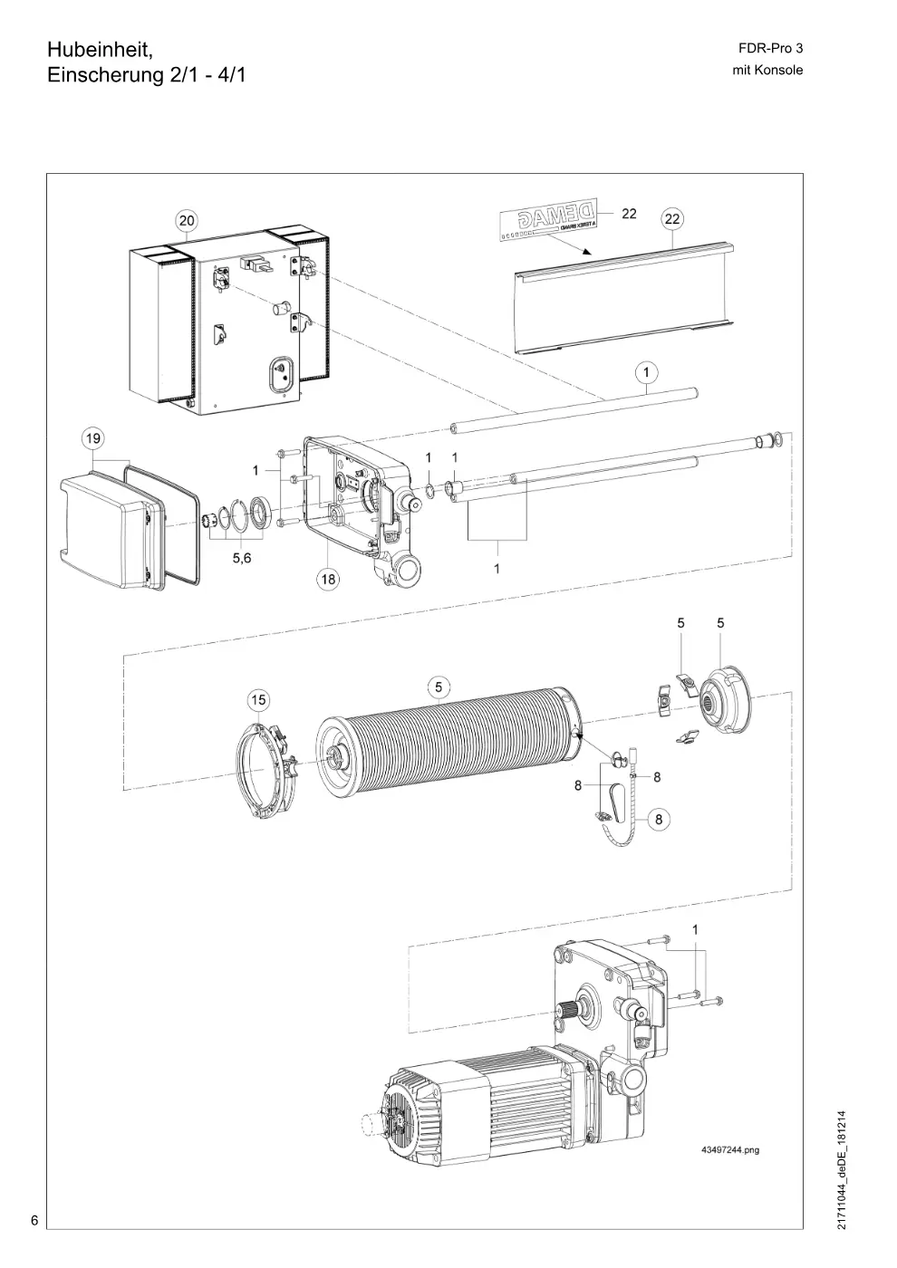 Demag FDR-Pro 3 mit Konsole – Hubeinheit, Einscherung 2/1 - 4/1, Zeichnung Seite 6