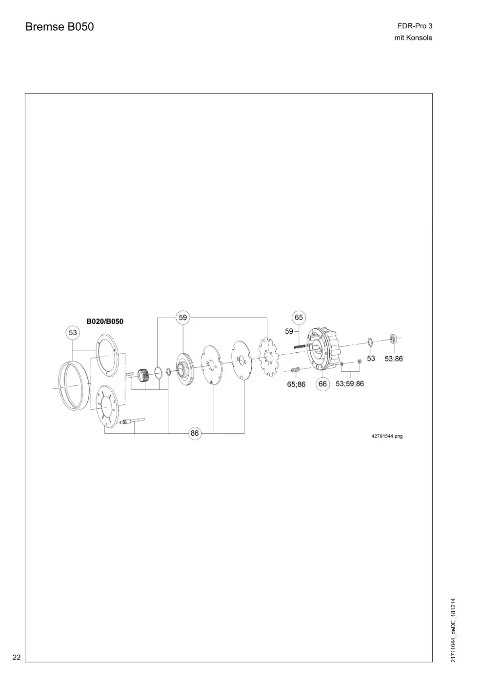 Demag FDR-Pro 3 mit Konsole – Bremse B050, Zeichnung Seite 22
