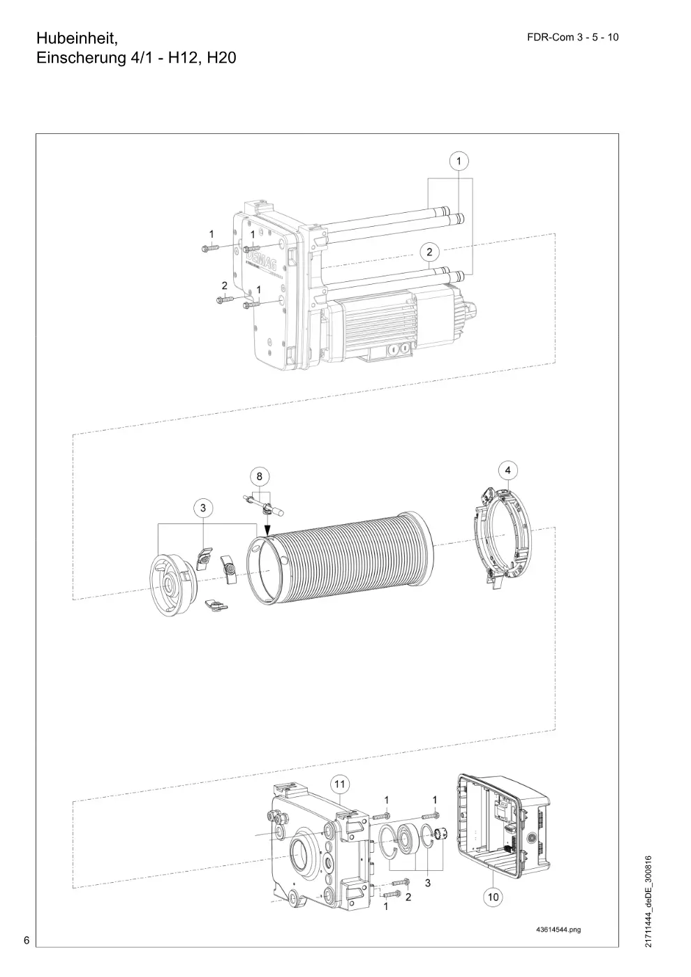 Demag FDR-Com 3-5-10 – Hubeinheit, Einscherung 4/1 - H12, H20, Zeichnung Seite 6