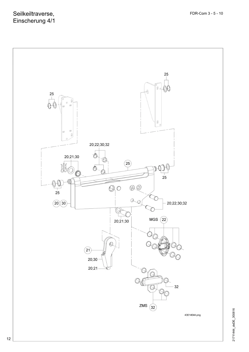 Demag FDR-Com 3-5-10 – Seilkeiltraverse, Einscherung 4/1, Zeichnung Seite 12