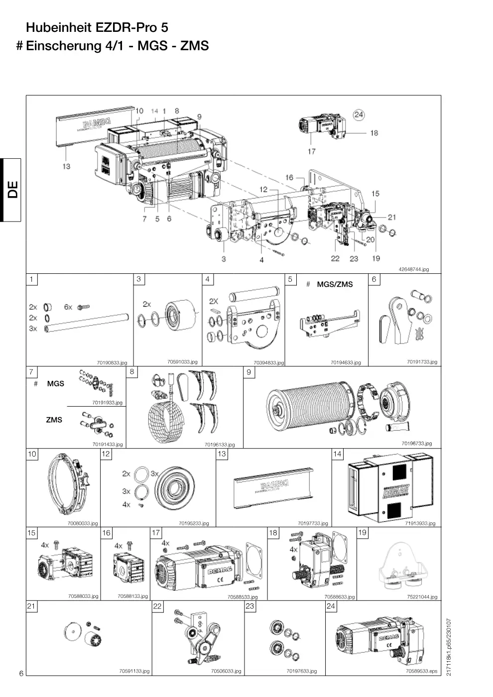 Demag EZDR-Pro 5 – Hubeinheit EZDR-Pro 5 # Einscherung 4/1 - MGS - ZMS, Zeichnung Seite 6