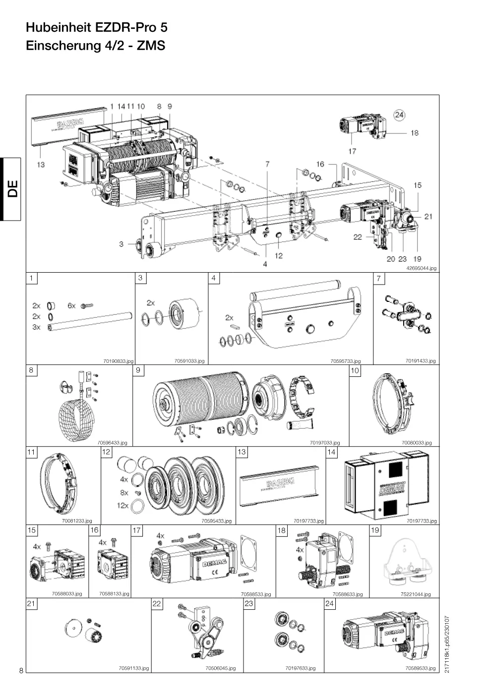 Demag EZDR-Pro 5 – Hubeinheit EZDR-Pro 5 Einscherung 4/2 - ZMS, Zeichnung Seite 8