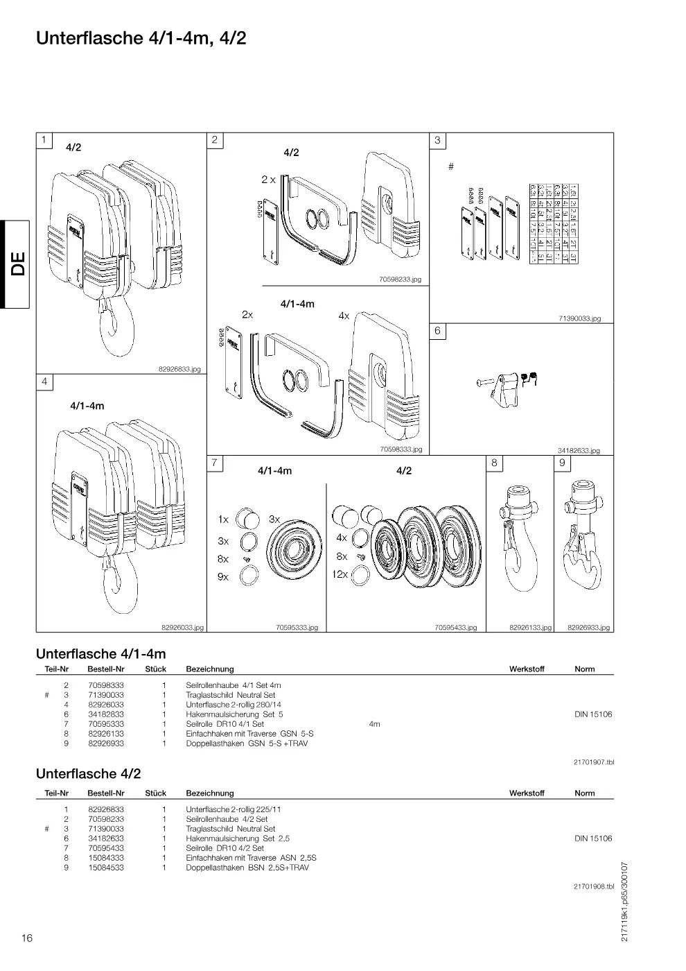 Demag EZDR-Pro 10 – Unterflasche 4/1-4m, 4/2, Zeichnung Seite 16