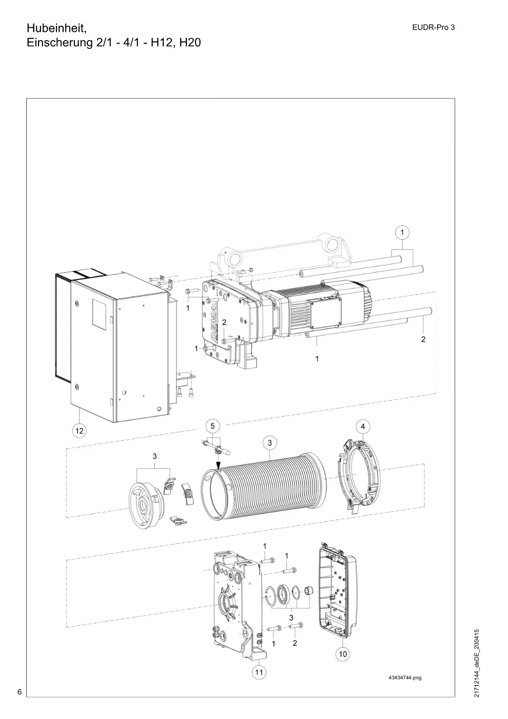 Demag EUDR-Pro 3 – Hubeinheit, Einscherung 2/1 - 4/1 - H12, H20, Zeichnung Seite 6