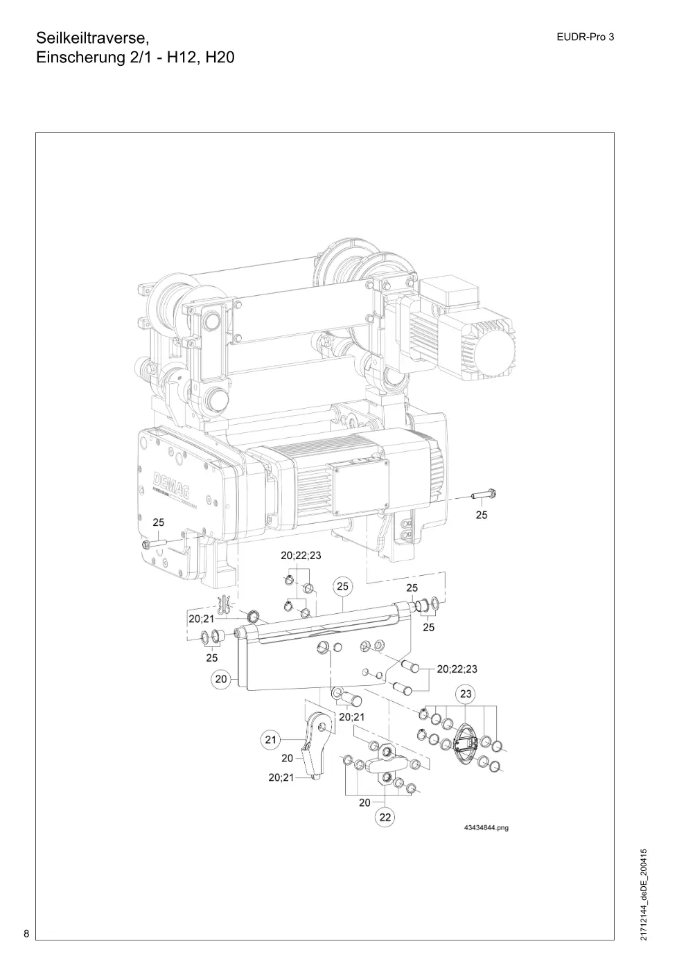 Demag EUDR-Pro 3 – Seilkeiltraverse, Einscherung 2/1 - H12, H20, Zeichnung Seite 8
