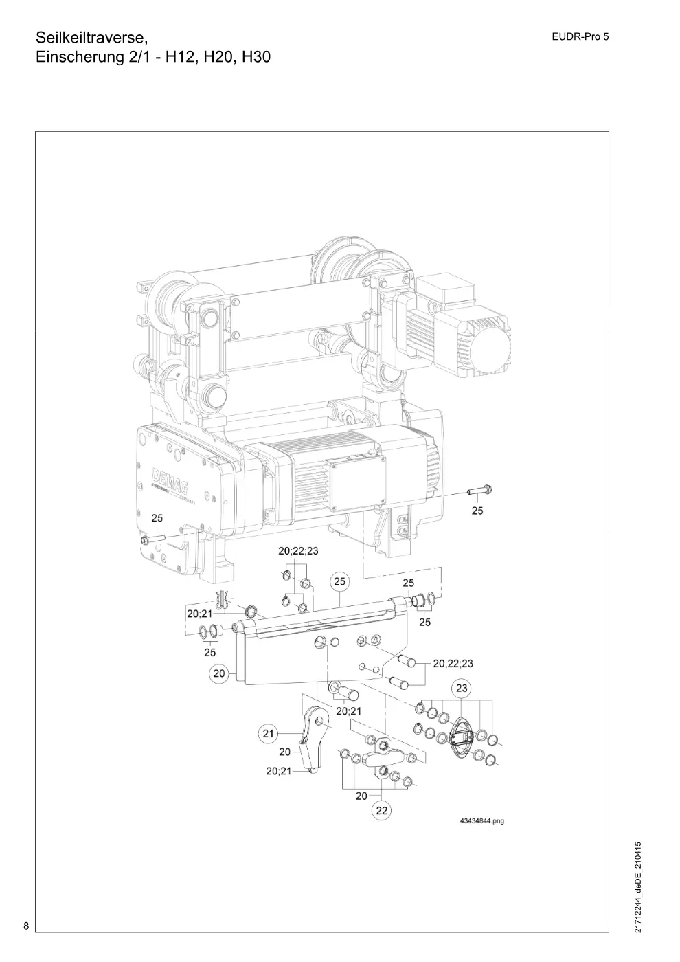 Demag EUDR-Pro 5 – Seilkeiltraverse, Einscherung 2/1 - H12, H20, H30, Zeichnung Seite 8
