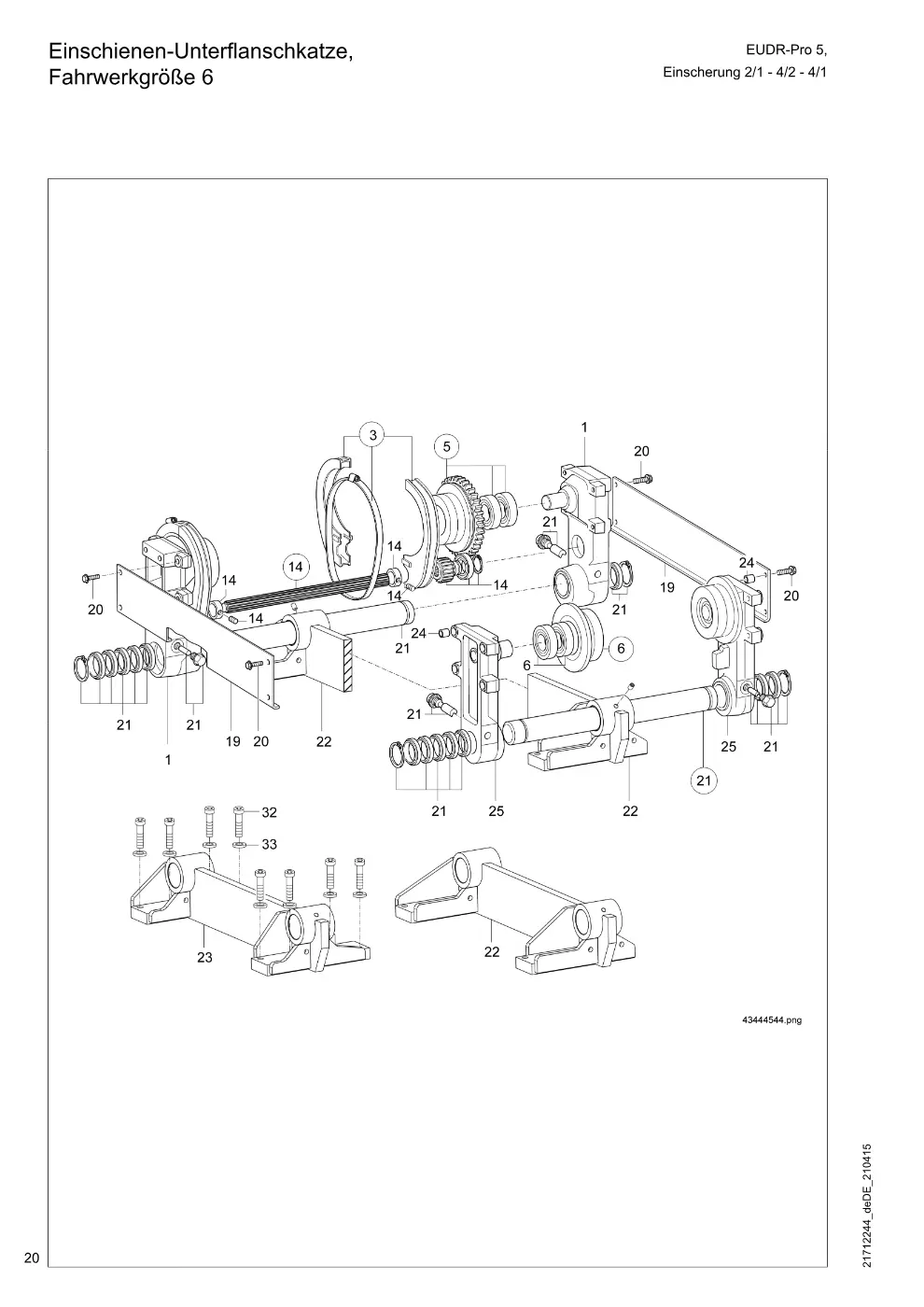 Demag EUDR-Pro 5 – Einschienen-Unterflanschkatze, Fahrwerkgröße 6 Einscherung 2/1 - 4/2 - 4/1, Zeichnung Seite 20