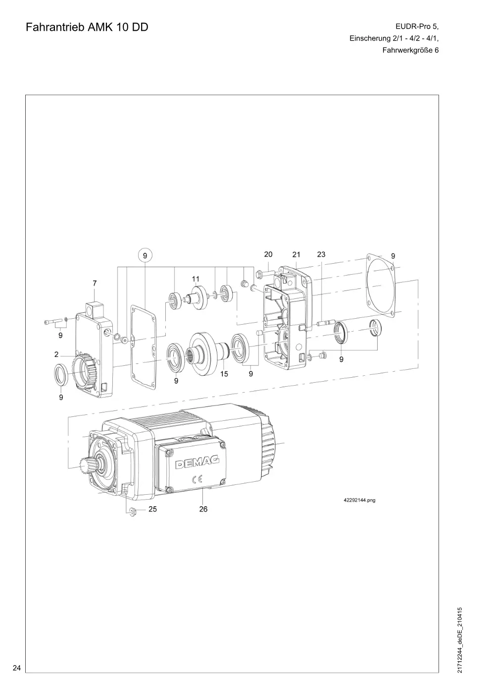 Demag EUDR-Pro 5 – Fahrantrieb AMK 10 DD Einscherung 2/1 - 4/2 - 4/1,, Zeichnung Seite 24