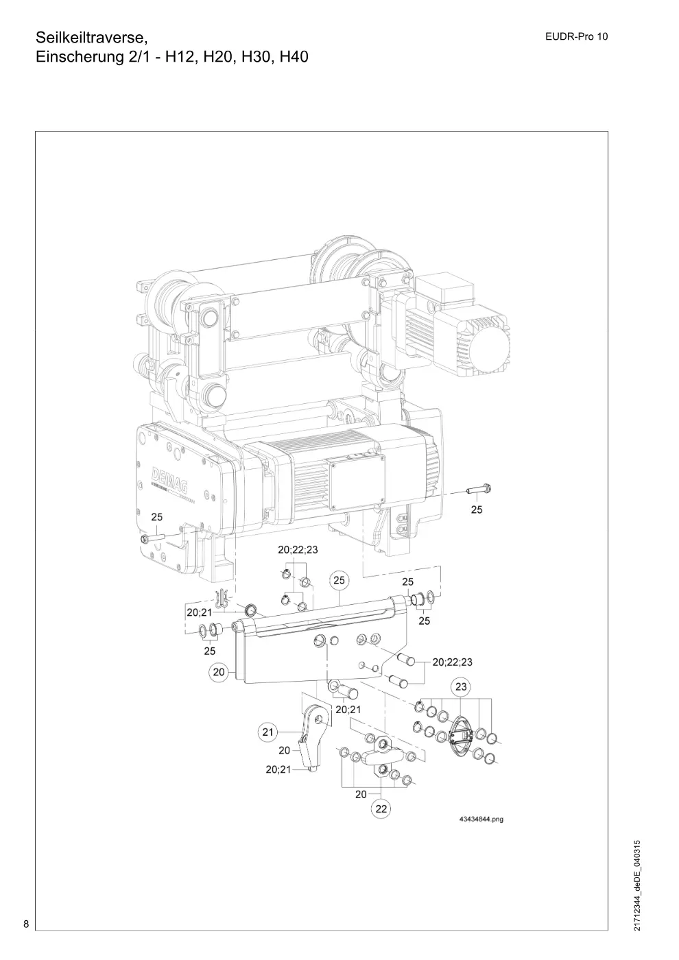 Demag EUDR-Pro 10 – Seilkeiltraverse, Einscherung 2/1 - H12, H20, H30, H40, Zeichnung Seite 8