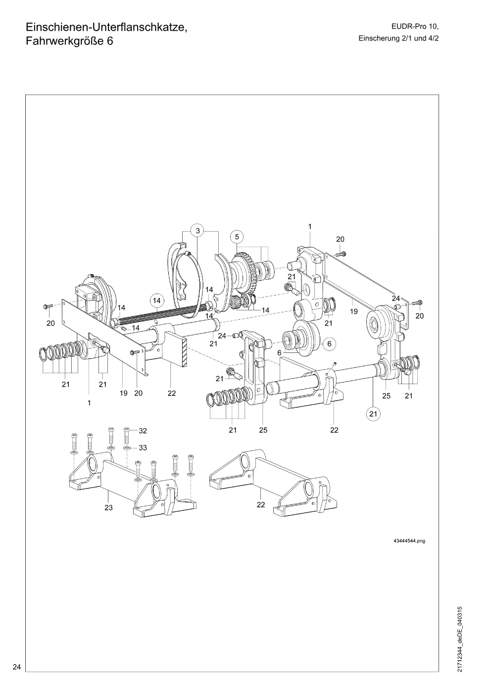 Demag EUDR-Pro 10 – Einschienen-Unterflanschkatze, Fahrwerkgröße 6, Zeichnung Seite 24