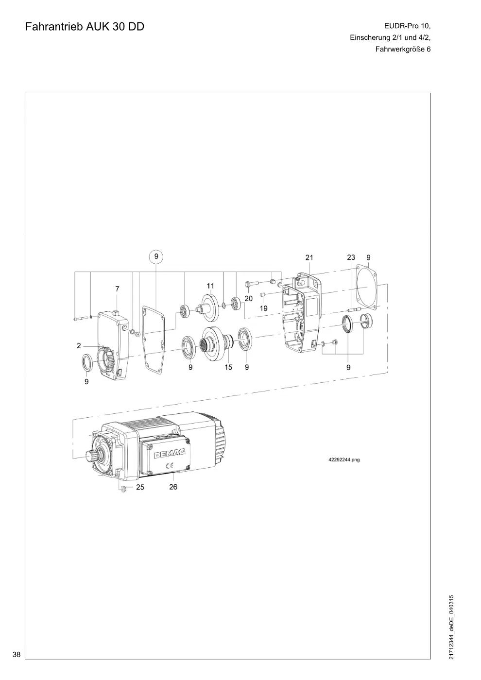 Demag EUDR-Pro 10 – Fahrantrieb AUK 30 DD, Zeichnung Seite 38