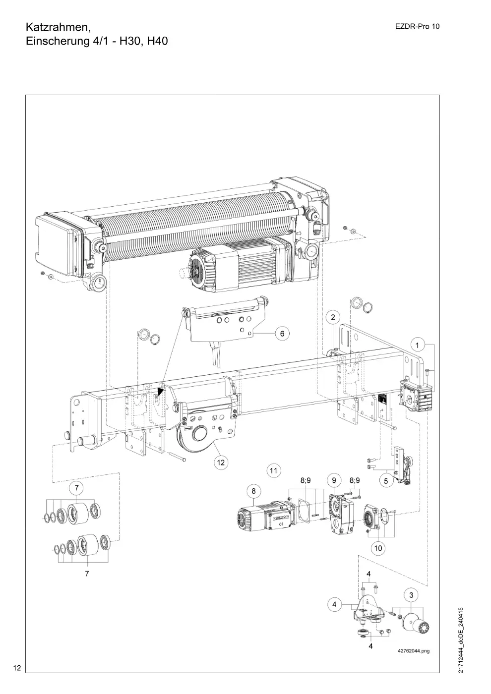 Demag EZDR-Pro 10 – Katzrahmen, Einscherung 4/1 - H30, H40, Zeichnung Seite 12