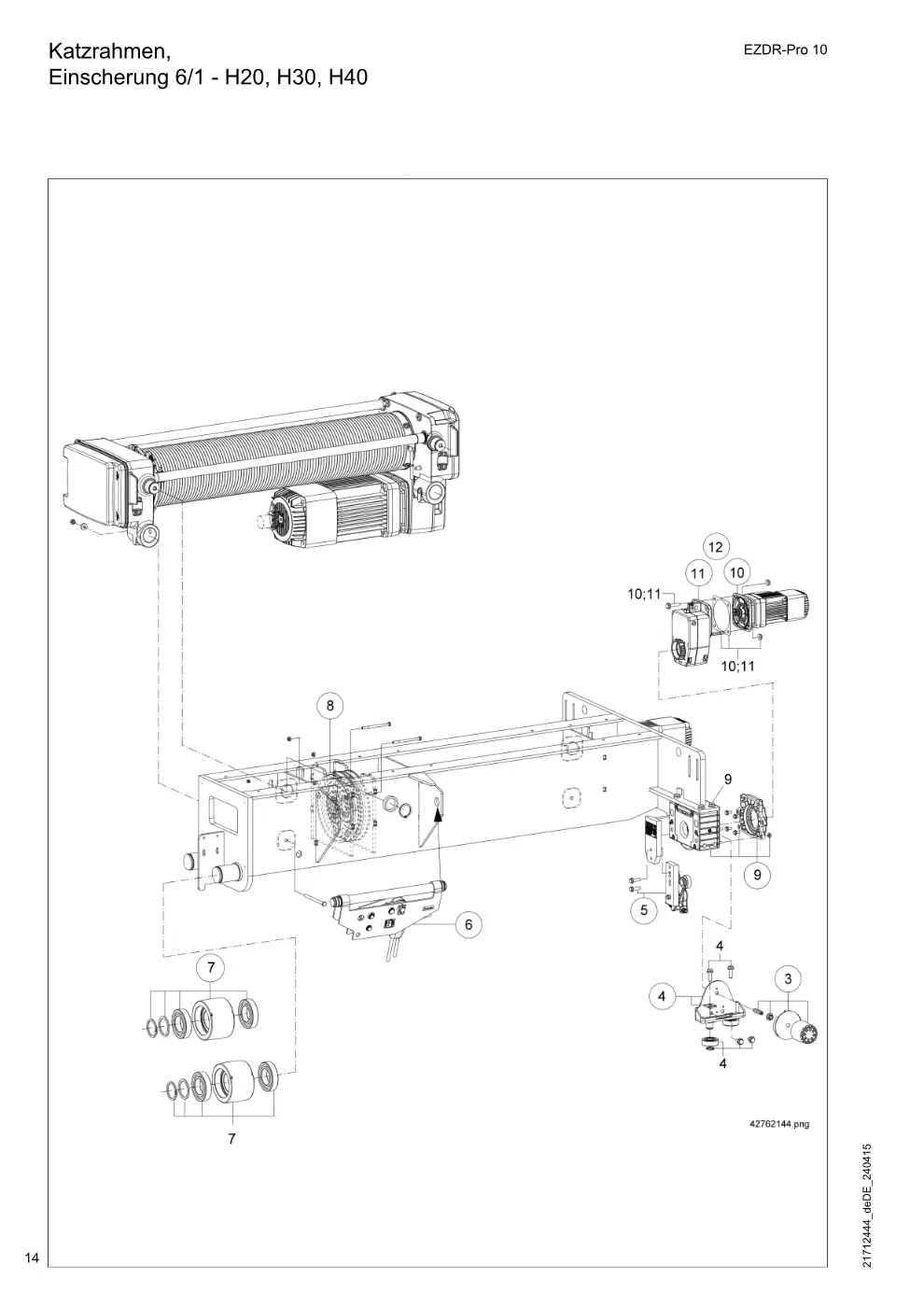 Demag EZDR-Pro 10 – Katzrahmen, Einscherung 6/1 - H20, H30, H40, Zeichnung Seite 14