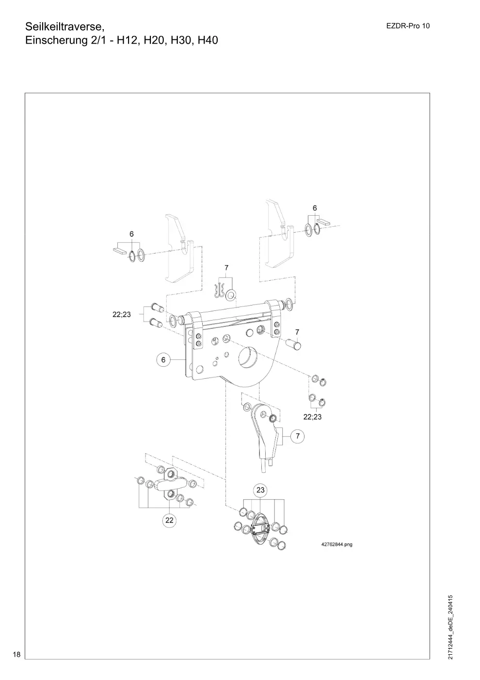Demag EZDR-Pro 10 – Seilkeiltraverse, Einscherung 2/1 - H12, H20, H30, H40, Zeichnung Seite 18