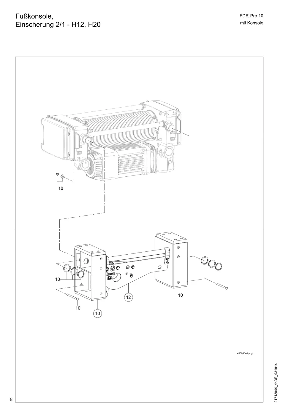 Demag FDR-Pro 10 mit Konsole – Fußkonsole, Einscherung 2/1 - H12, H20, Zeichnung Seite 8