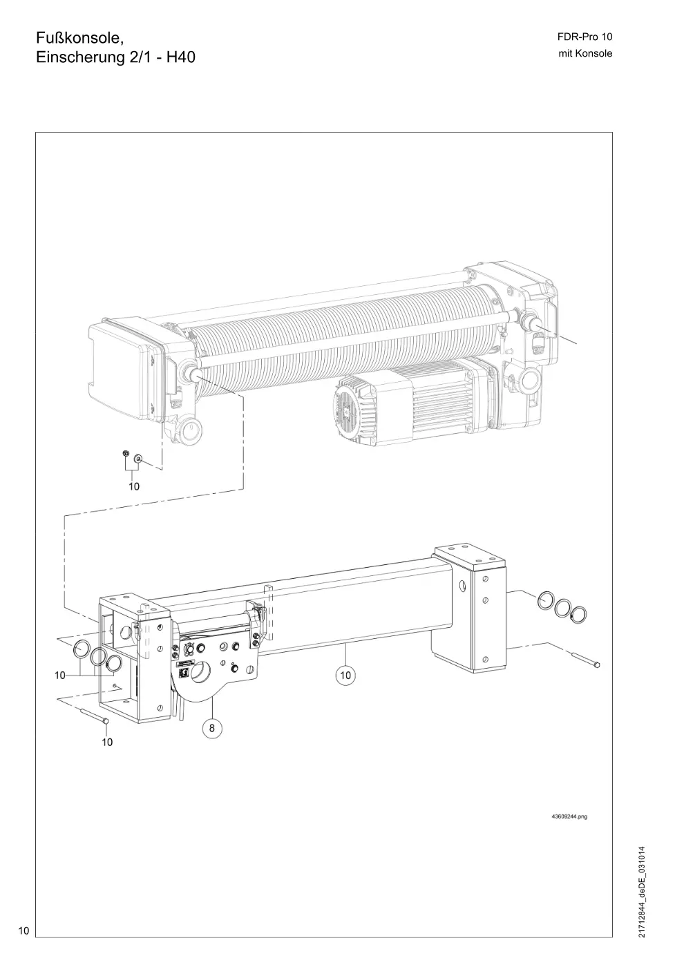 Demag FDR-Pro 10 mit Konsole – Fußkonsole, Einscherung 2/1 - H40, Zeichnung Seite 10