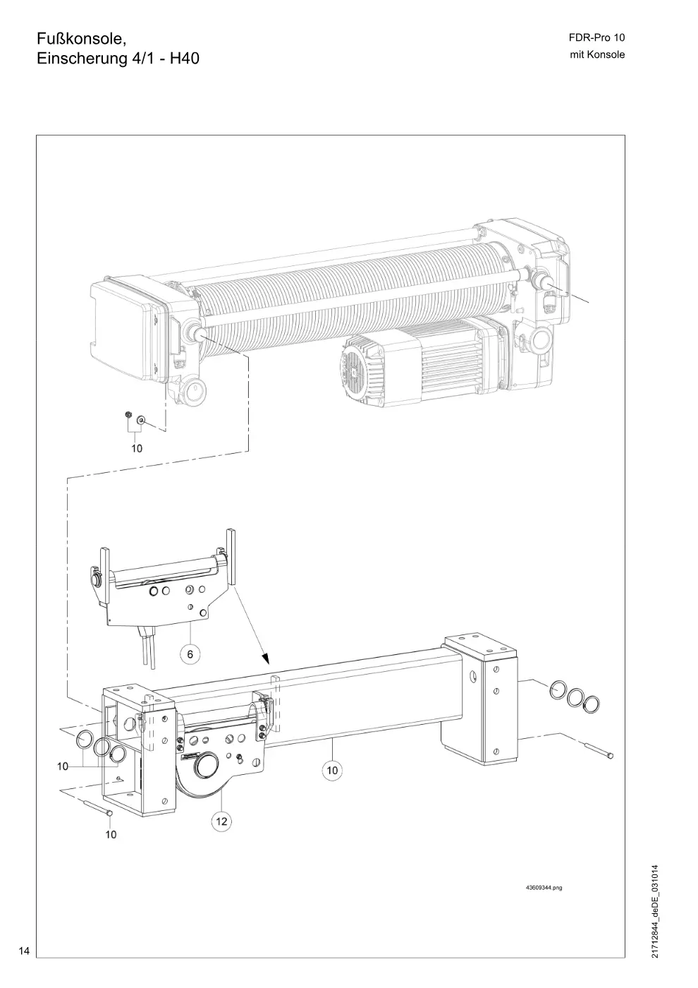 Demag FDR-Pro 10 mit Konsole – Fußkonsole, Einscherung 4/1 - H40, Zeichnung Seite 14