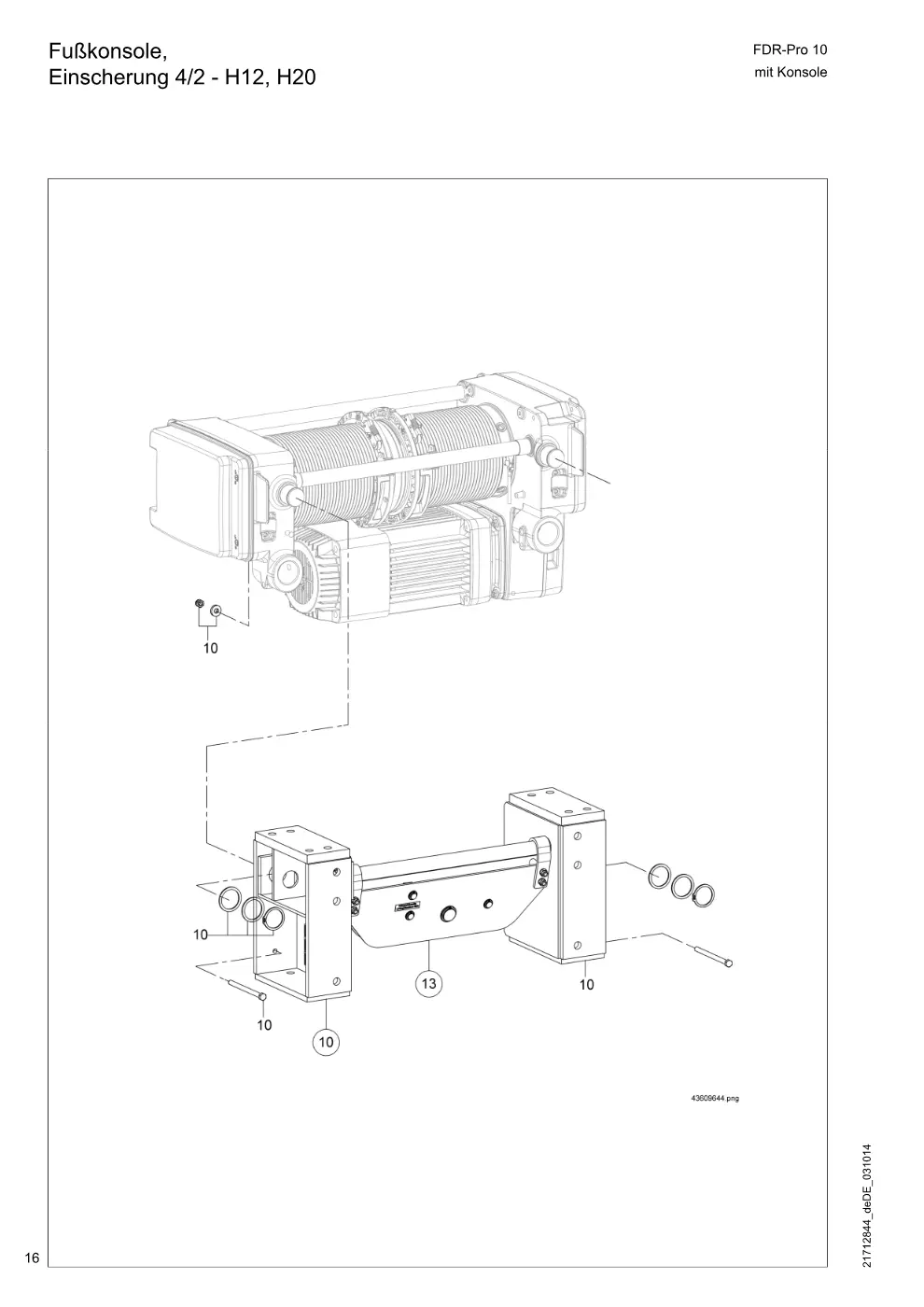 Demag FDR-Pro 10 mit Konsole – Fußkonsole, Einscherung 4/2 - H12, H20, Zeichnung Seite 16