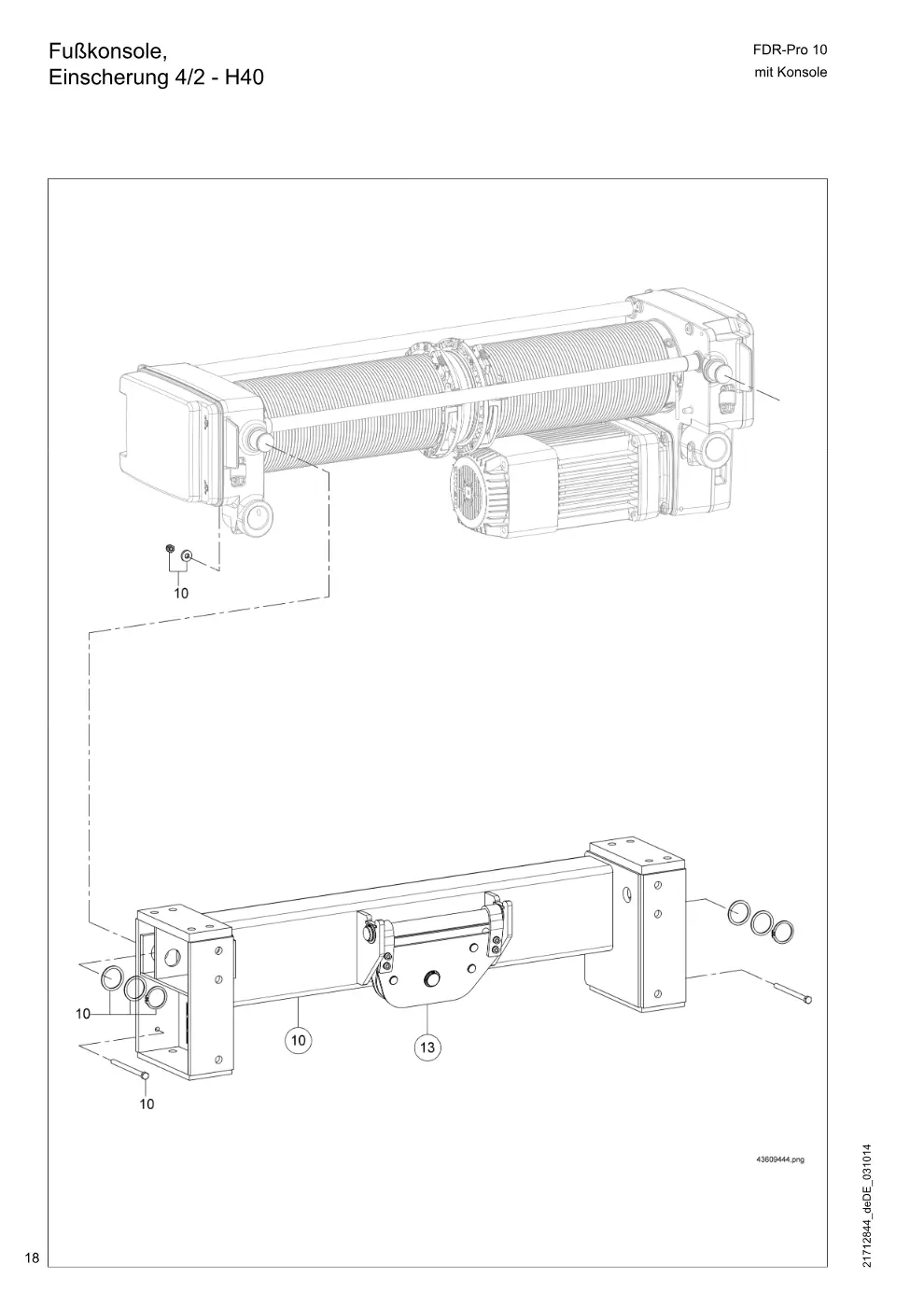 Demag FDR-Pro 10 mit Konsole – Fußkonsole, Einscherung 4/2 - H40, Zeichnung Seite 18