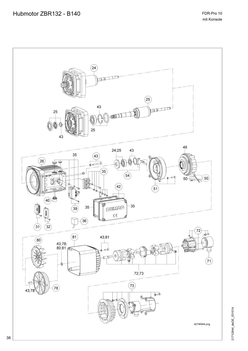 Demag FDR-Pro 10 mit Konsole – Hubmotor ZBR132 - B140, Zeichnung Seite 38