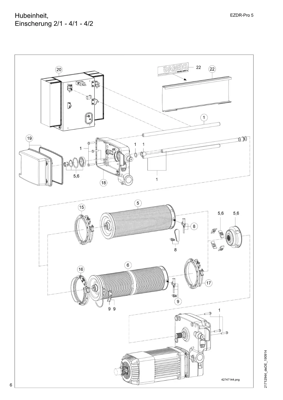 Demag EZDR-Pro 5 – Hubeinheit, Einscherung 2/1 - 4/1 - 4/2, Zeichnung Seite 6