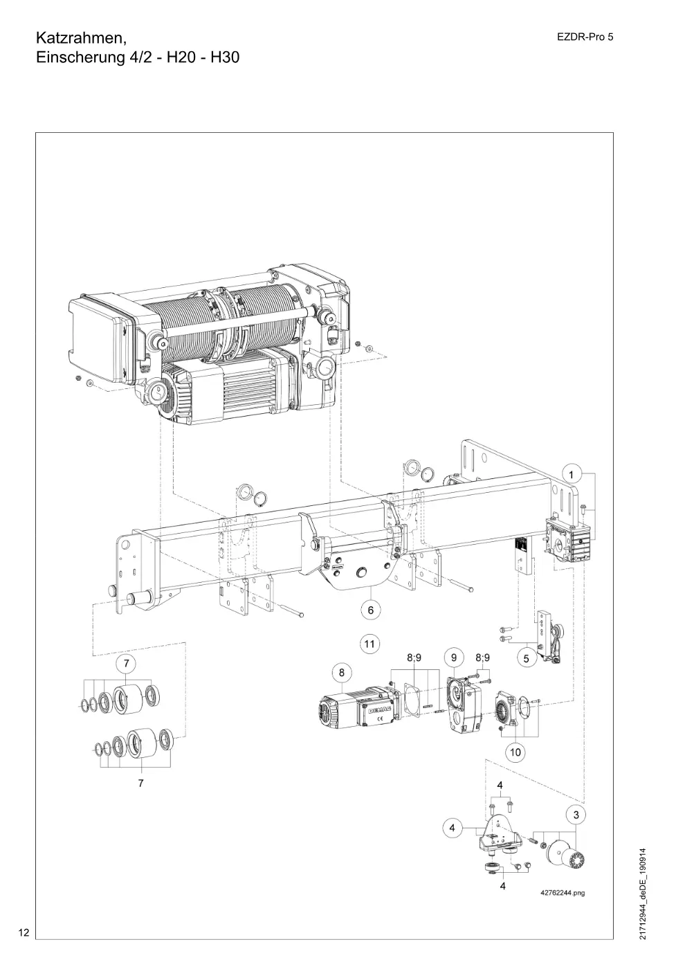 Demag EZDR-Pro 5 – Katzrahmen, Einscherung 4/2 - H20 - H30, Zeichnung Seite 12