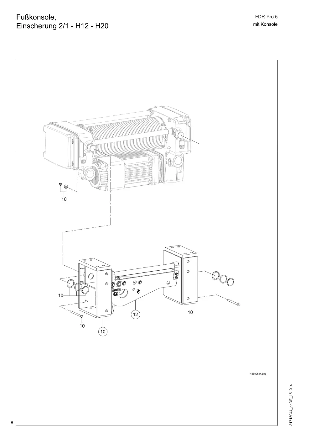 Demag FDR-Pro 5 mit Konsole – Fußkonsole, Einscherung 2/1 - H12 - H20, Zeichnung Seite 8