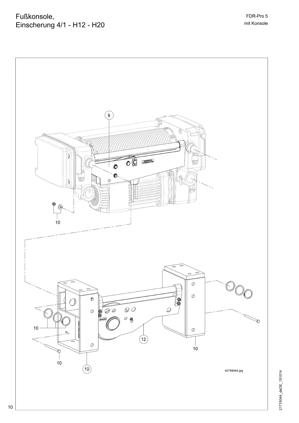 Demag FDR-Pro 5 mit Konsole – Fußkonsole, Einscherung 4/1 - H12 - H20, Zeichnung Seite 10