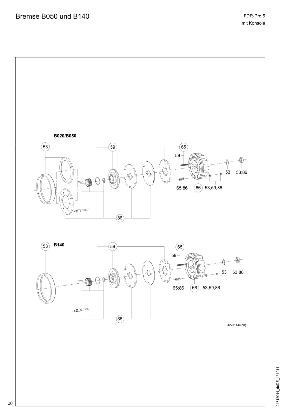 Demag FDR-Pro 5 mit Konsole – Bremse B050 und B140, Zeichnung Seite 28
