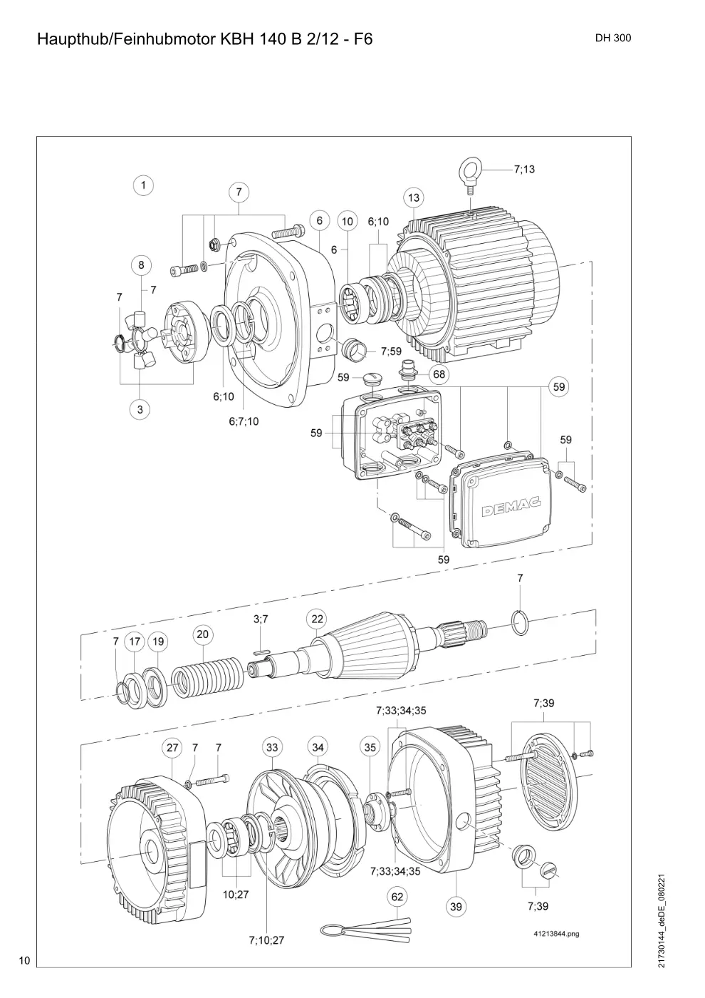 Demag DH 300 – Haupthub/Feinhubmotor KBH 140 B 2/12 - F6, Zeichnung Seite 10