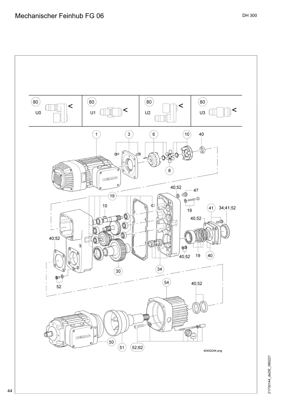 Demag DH 300 – Mechanischer Feinhub FG 06, Zeichnung Seite 44