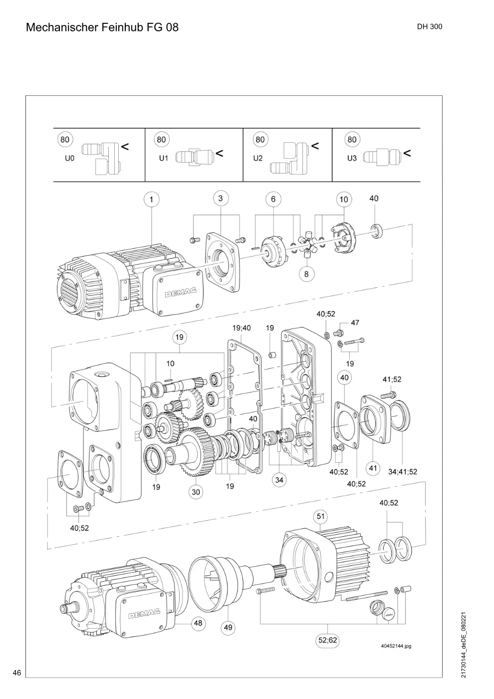 Demag DH 300 – Mechanischer Feinhub FG 08, Zeichnung Seite 46