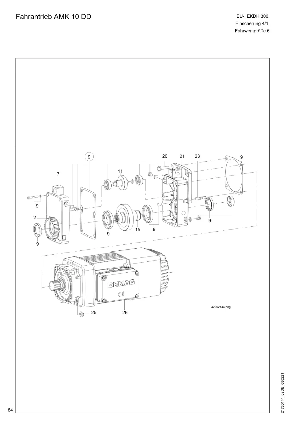 Demag DH 300 – Fahrantrieb AMK 10 DD, Zeichnung Seite 84