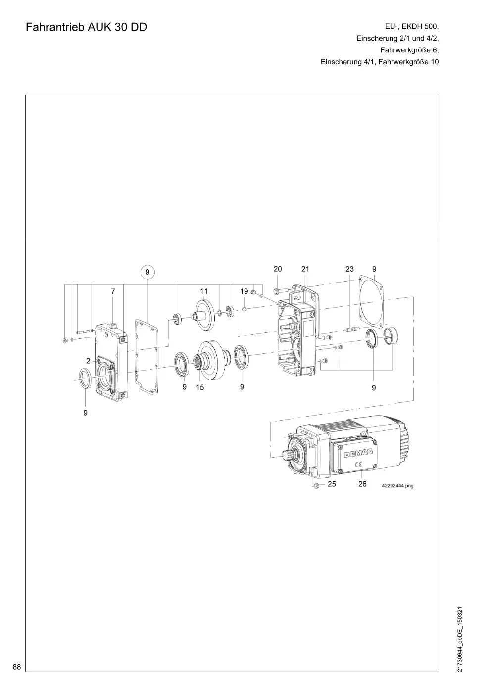 Demag DH 500 – Fahrantrieb AUK 30 DD, Zeichnung Seite 88