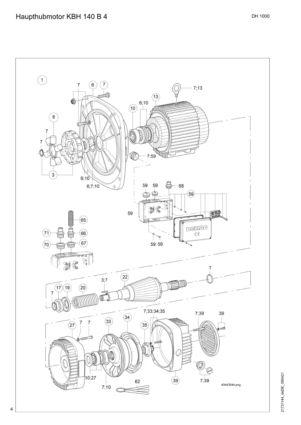 Demag DH 1000 – Haupthubmotor KBH 140 B 4, Zeichnung Seite 4