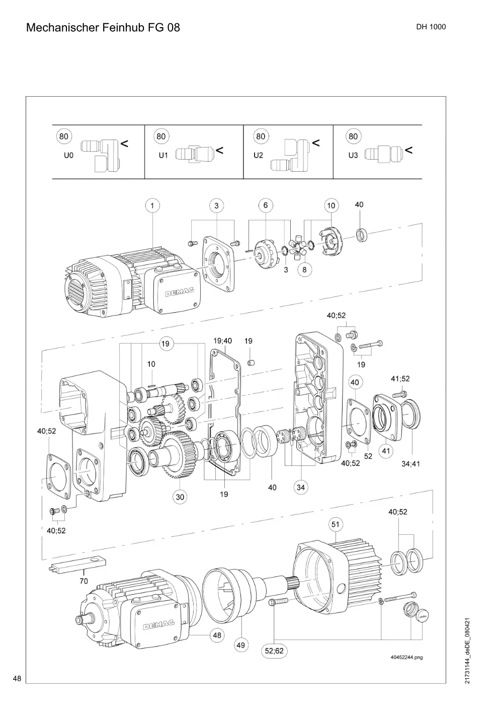 Demag DH 1000 – Mechanischer Feinhub FG 08, Zeichnung Seite 48