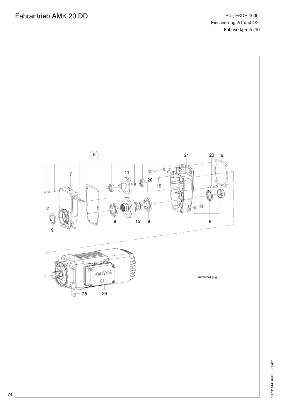 Demag DH 1000 – Fahrantrieb AMK 20 DD, Zeichnung Seite 74