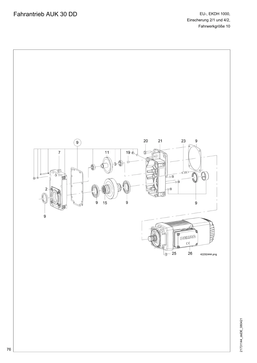 Demag DH 1000 – Fahrantrieb AUK 30 DD, Zeichnung Seite 76