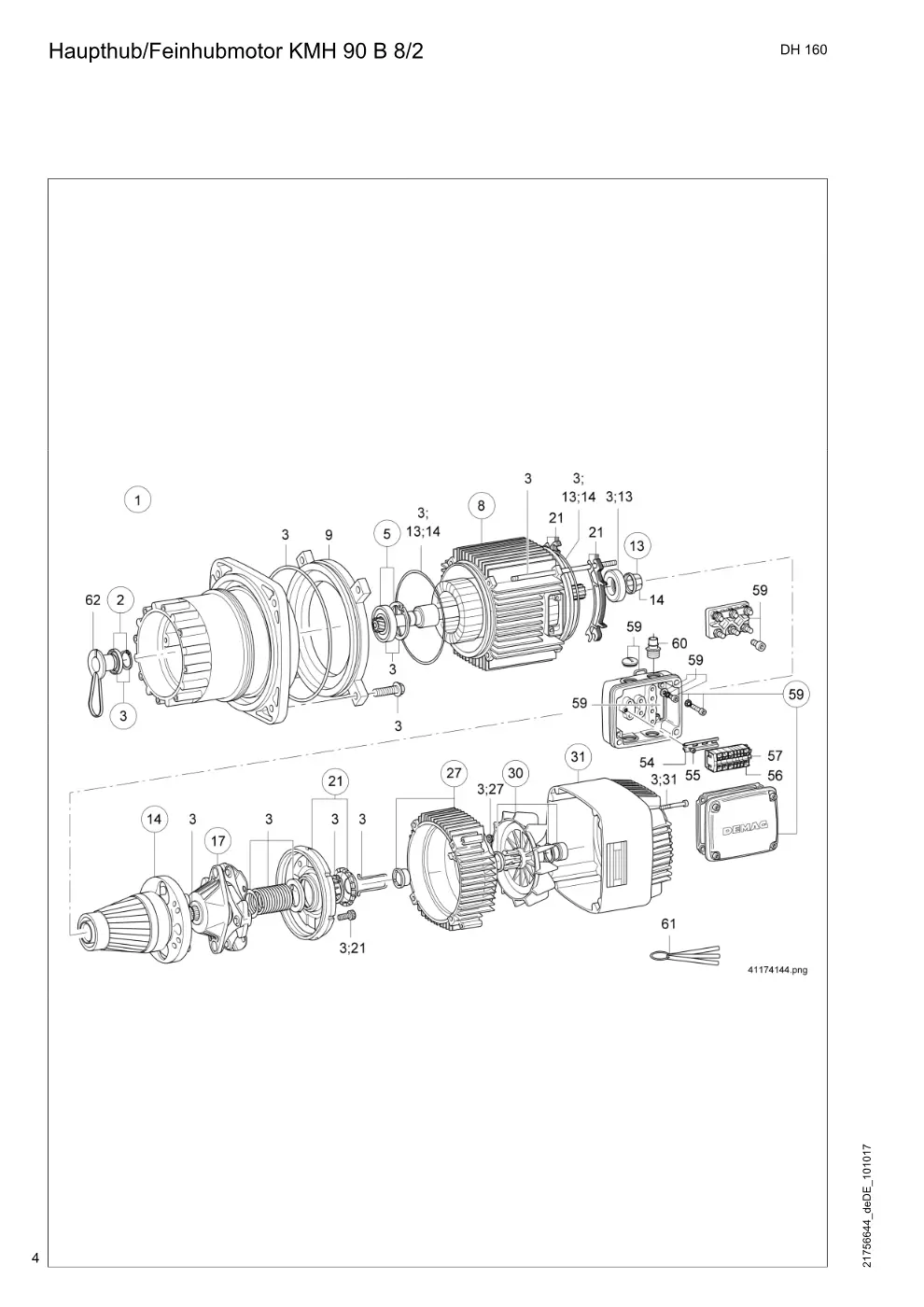 Demag DH 160 – Haupthub/Feinhubmotor KMH 90 B 8/2, Zeichnung Seite 4