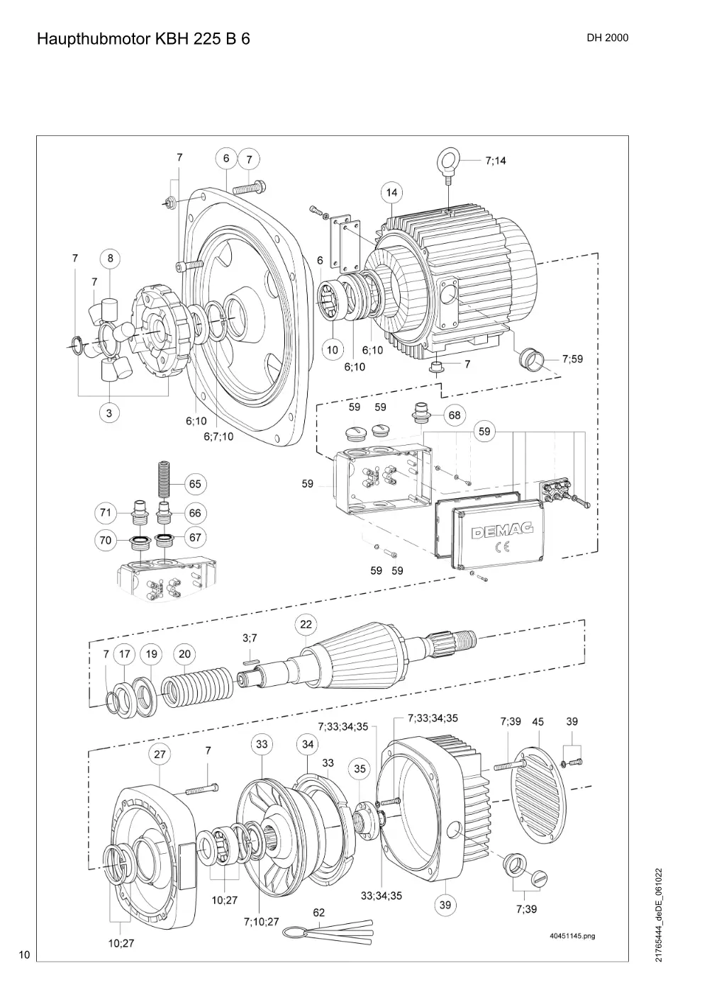Demag DH 2000, Seil ø 25 – Haupthubmotor KBH 225 B 6, Zeichnung Seite 10