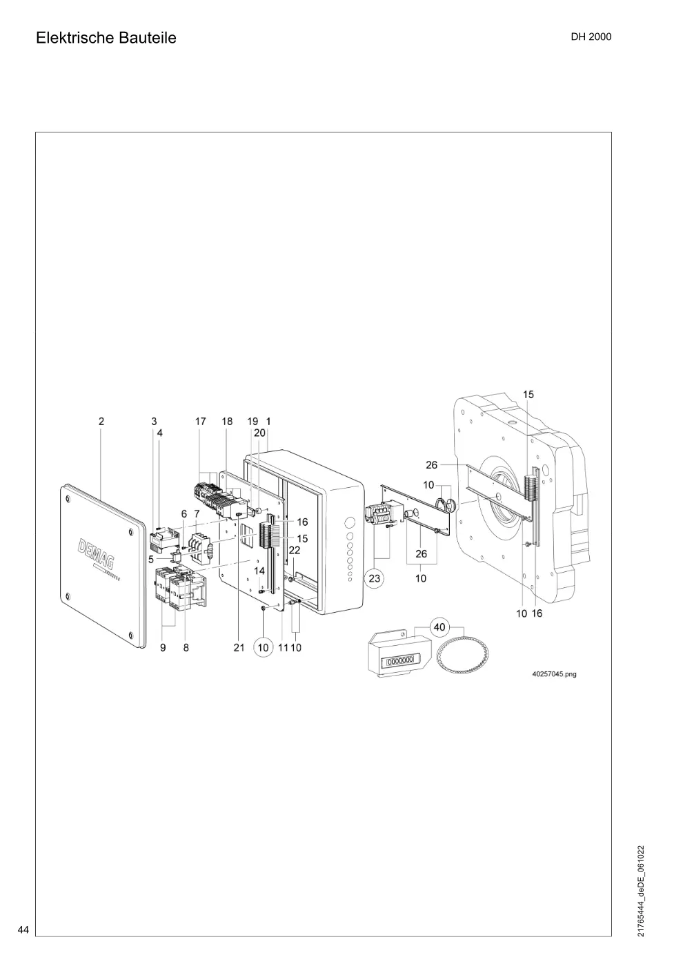 Demag DH 2000, Seil ø 25 – Elektrische Bauteile, Zeichnung Seite 44