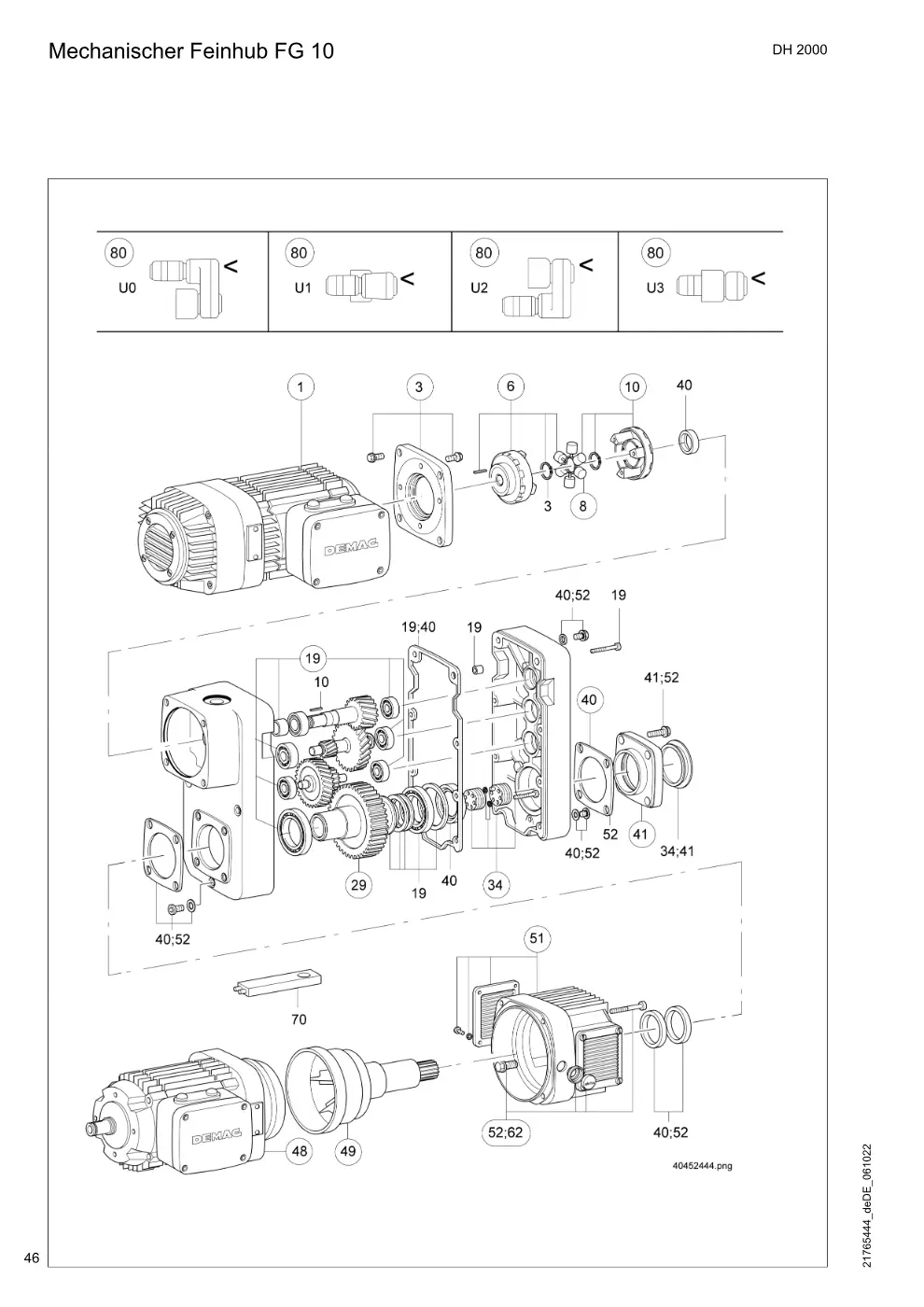 Demag DH 2000, Seil ø 25 – Mechanischer Feinhub FG 10, Zeichnung Seite 46