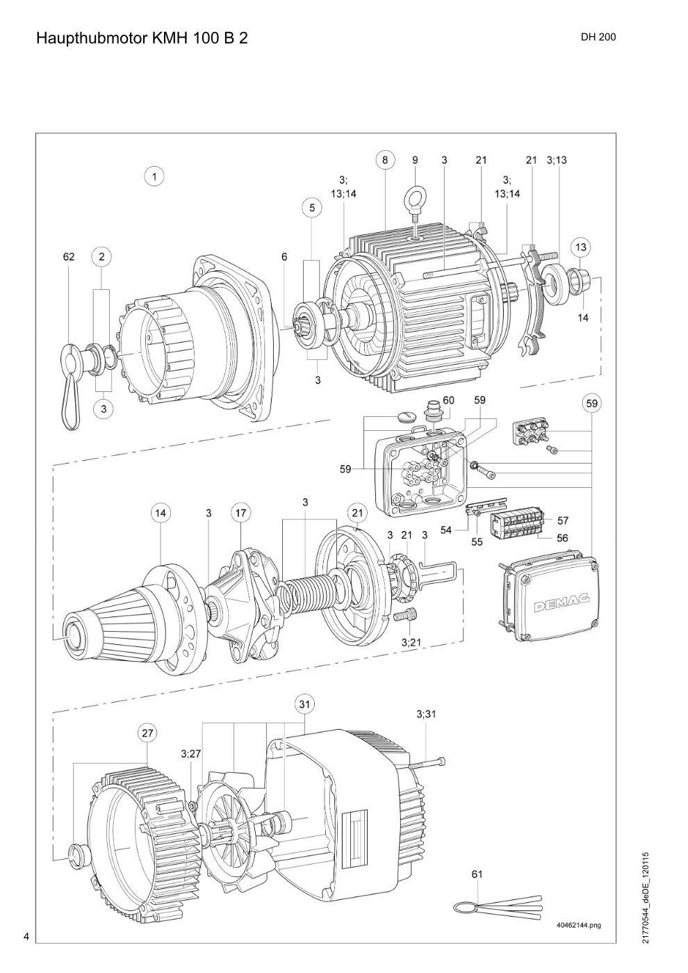 Demag DH 200 ab 1.6.1997 – Haupthubmotor KMH 100 B 2, Zeichnung Seite 4