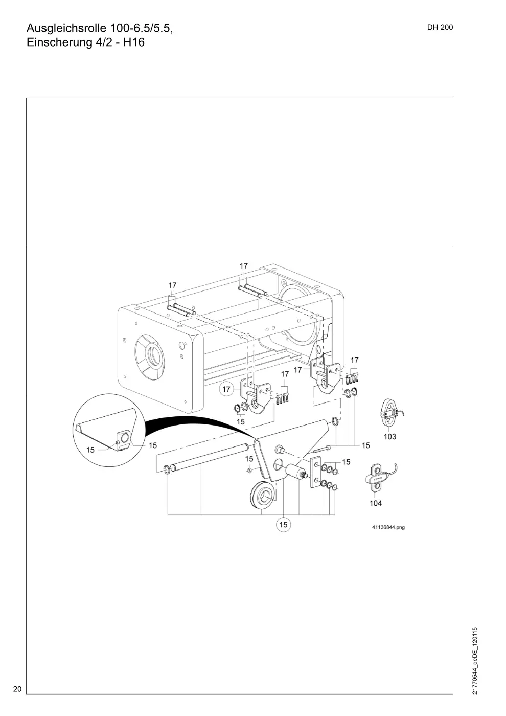 Demag DH 200 ab 1.6.1997 – Ausgleichsrolle 100-6.5/5.5, Einscherung 4/2 - H16, Zeichnung Seite 20