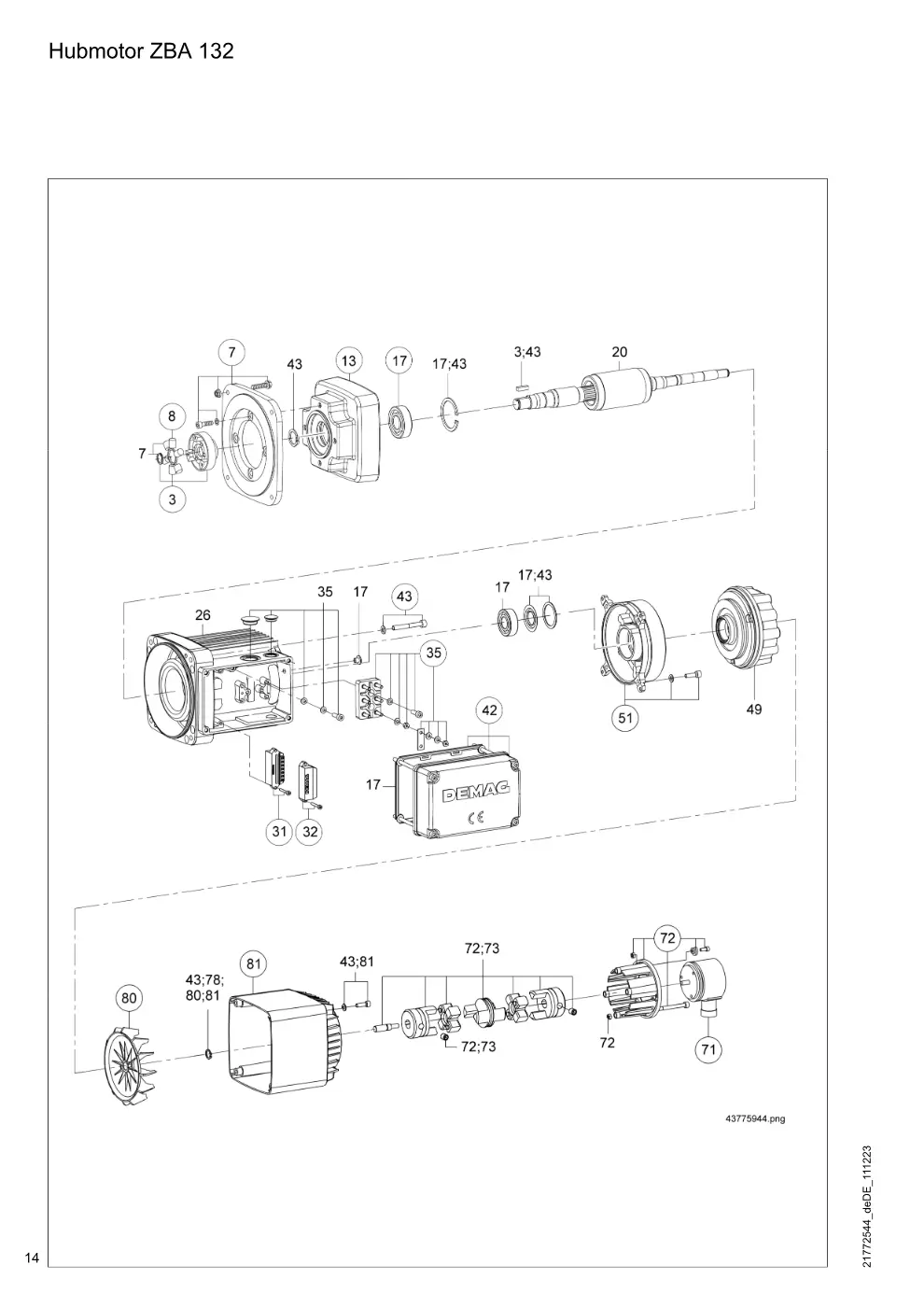 Demag DH 400 – Hubmotor ZBA 132, Zeichnung Seite 14