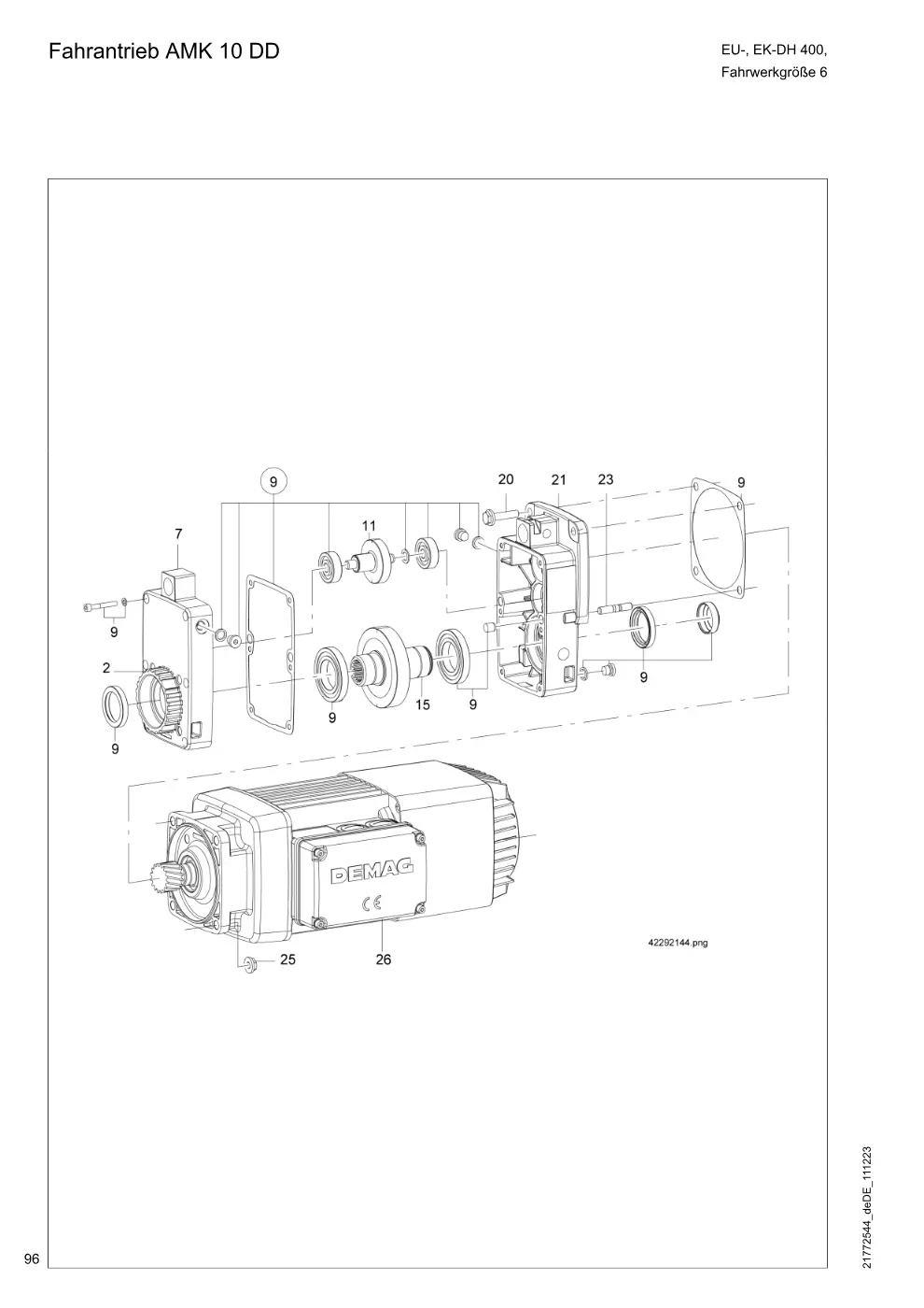 Demag DH 400 – Fahrantrieb AMK 10 DD, Zeichnung Seite 96