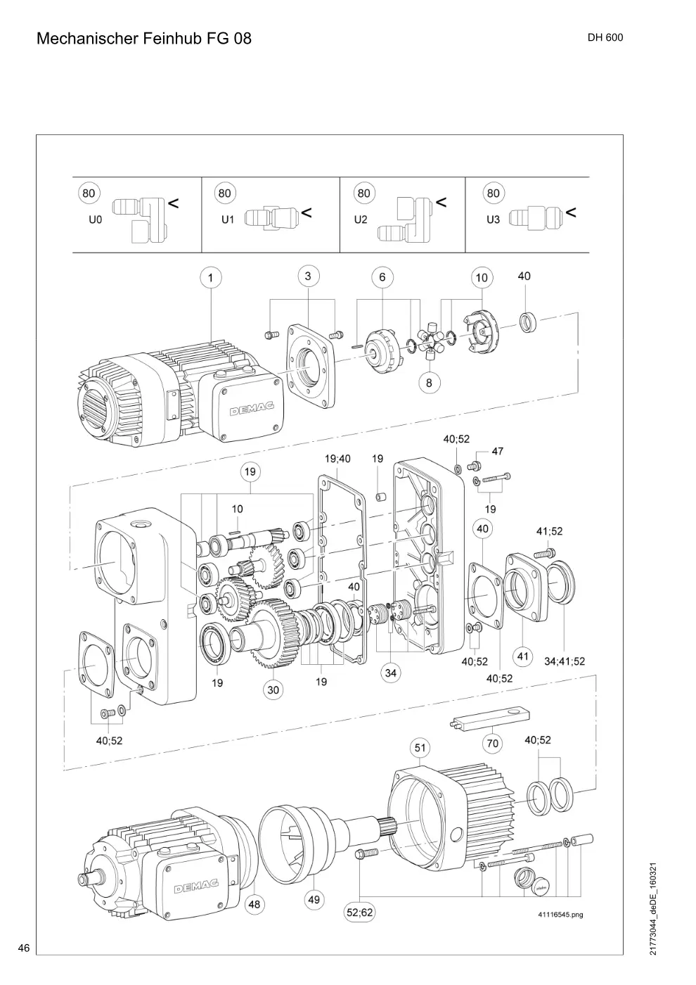 Demag DH 600 – Mechanischer Feinhub FG 08, Zeichnung Seite 46
